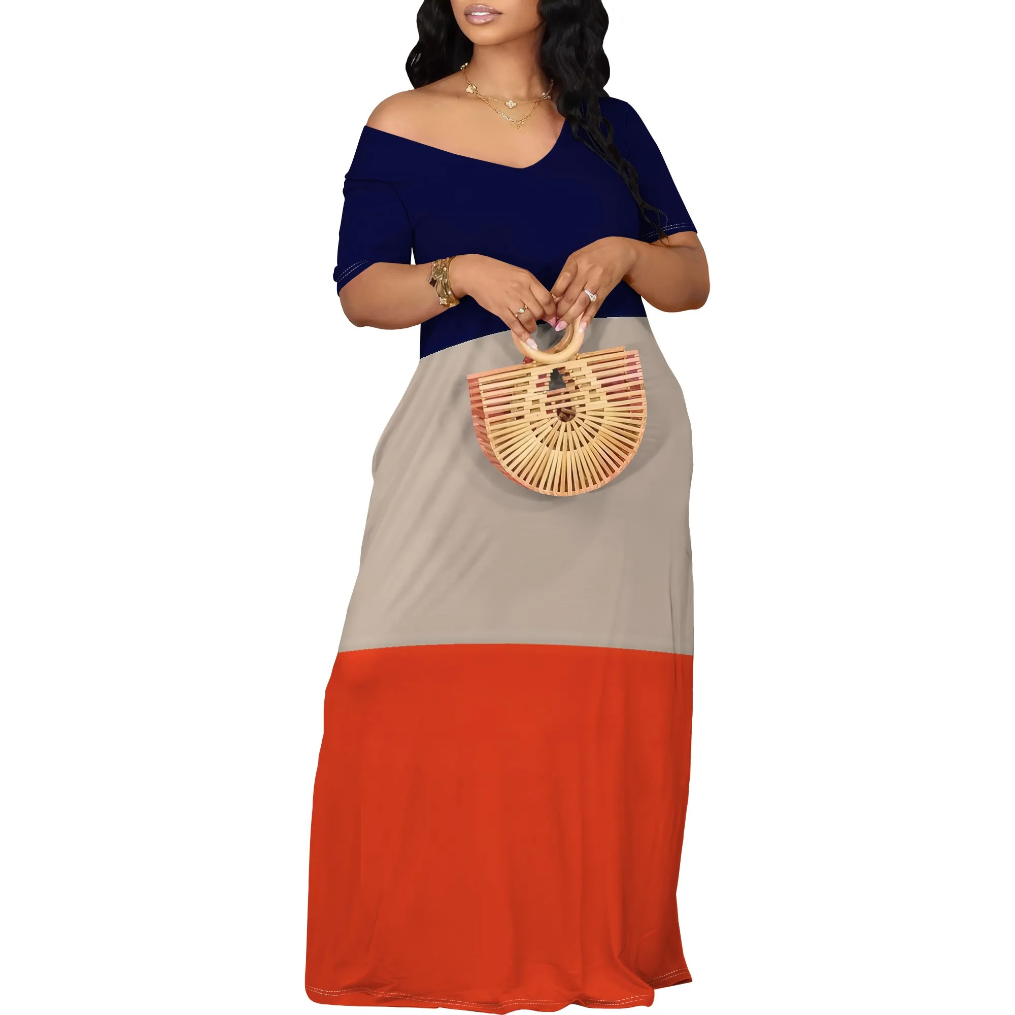 Women's Off Shoulder Maxi Dress Summer Casual Short Sleeve Long Flowy Dresses for Cocktail Women's Off Shoulder Maxi Dress Summer Casual Short Sleeve Long Flowy Dresses for Cocktail