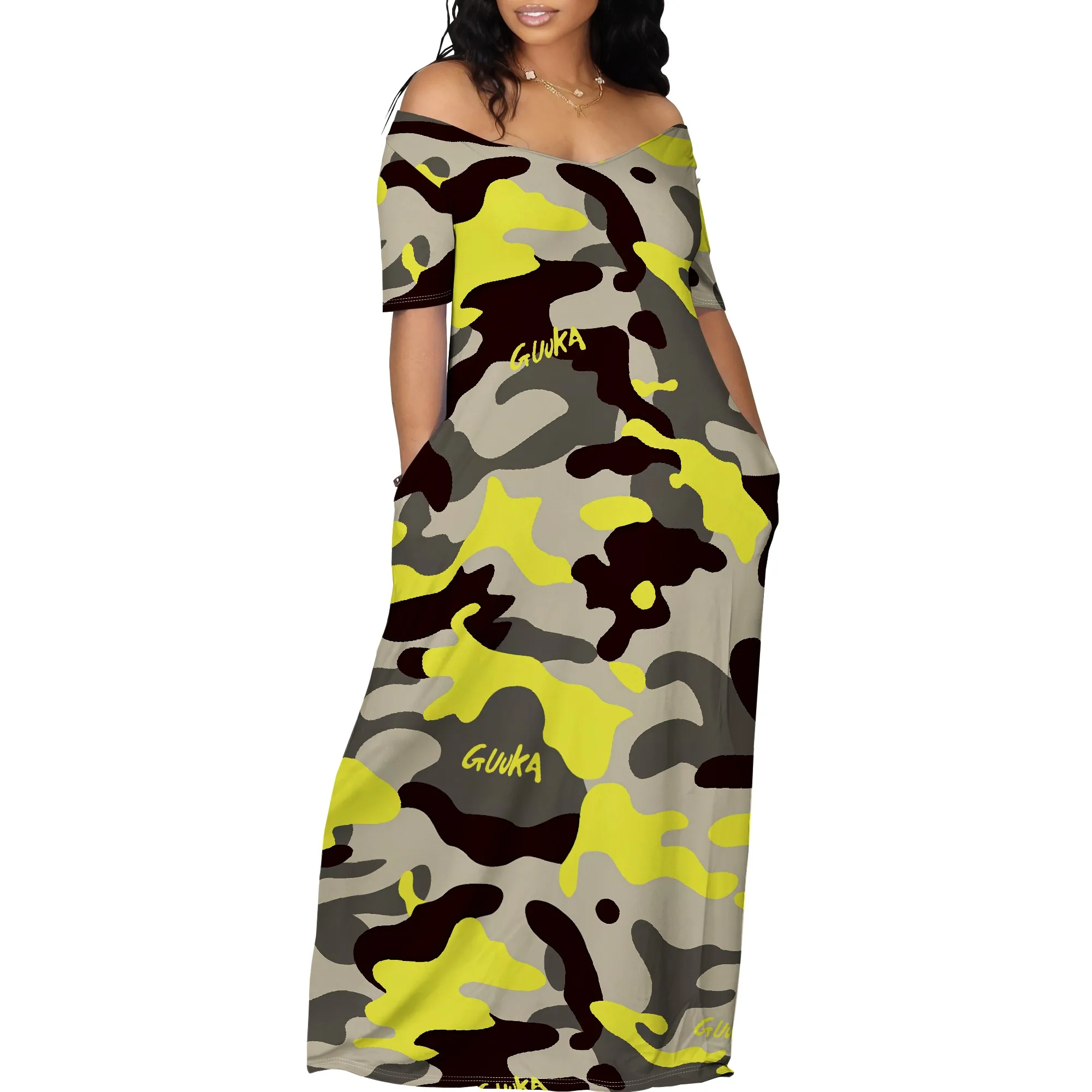 Women's Off Shoulder Maxi Dress Summer Casual Short Sleeve Long Flowy Dresses for Cocktail Women's Off Shoulder Maxi Dress Summer Casual Short Sleeve Long Flowy Dresses for Cocktail