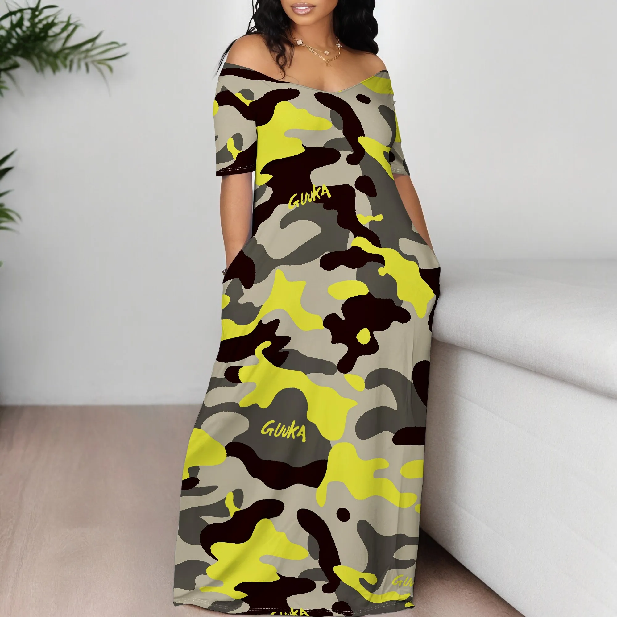 Women's Off Shoulder Maxi Dress Summer Casual Short Sleeve Long Flowy Dresses for Cocktail Women's Off Shoulder Maxi Dress Summer Casual Short Sleeve Long Flowy Dresses for Cocktail