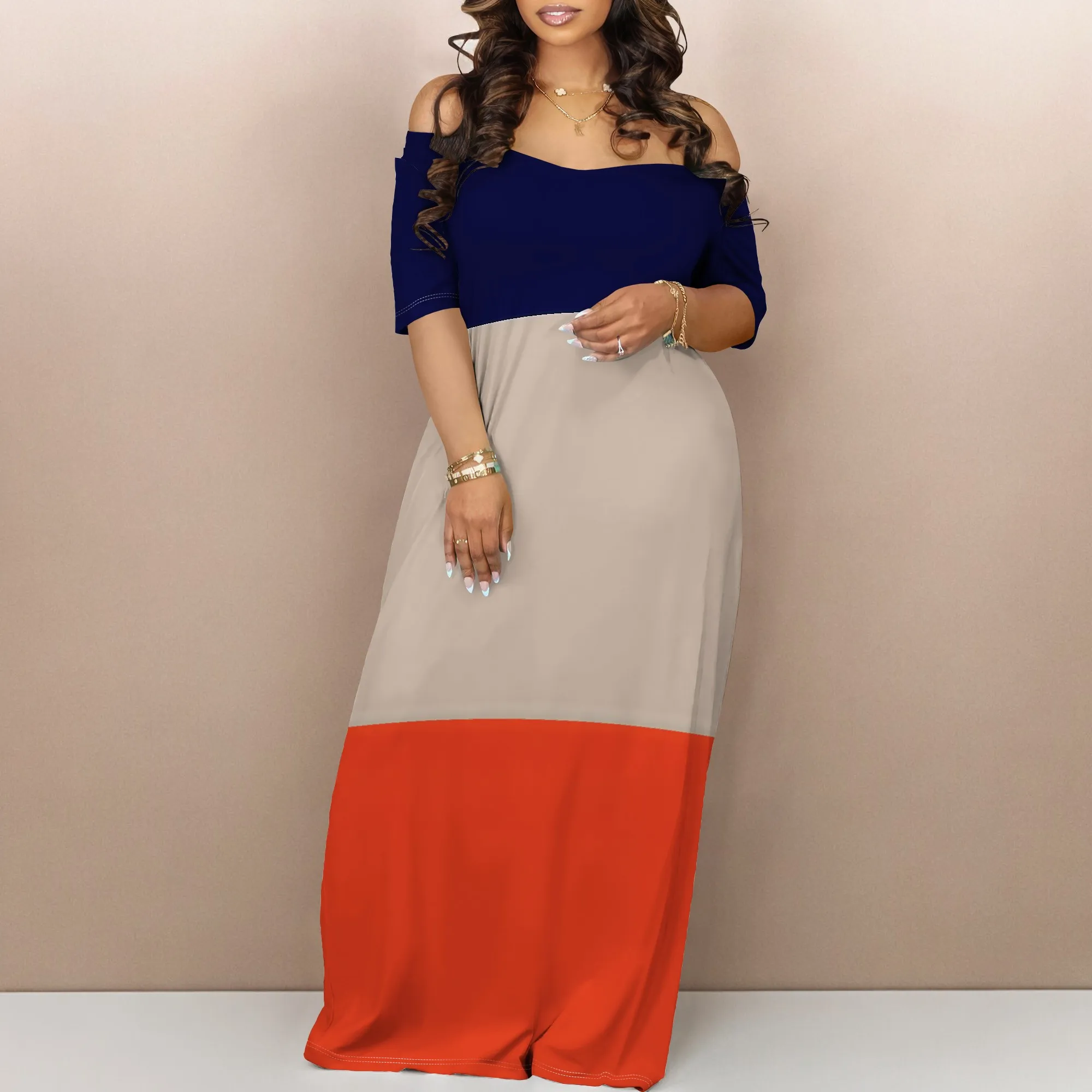 Women's Off Shoulder Maxi Dress Summer Casual Short Sleeve Long Flowy Dresses for Cocktail Women's Off Shoulder Maxi Dress Summer Casual Short Sleeve Long Flowy Dresses for Cocktail