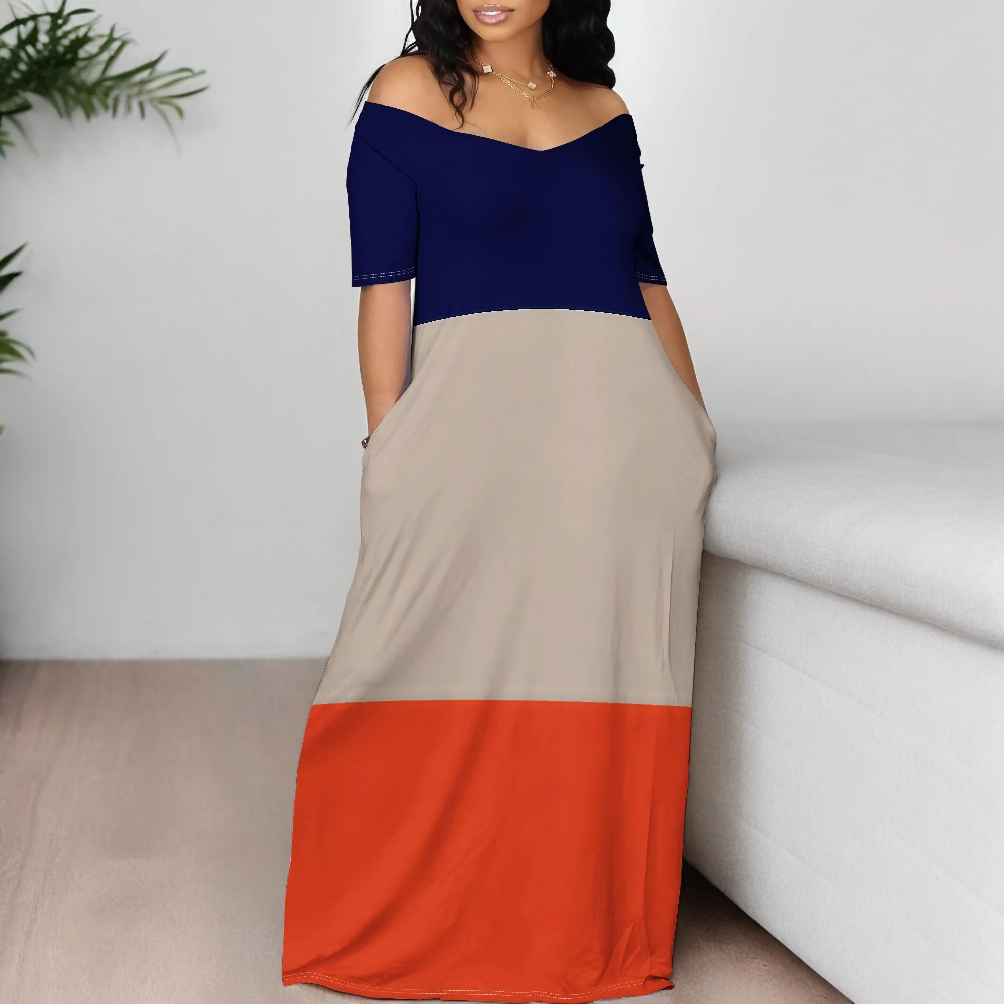 Women’s Off Shoulder Maxi Dress Summer Casual Short Sleeve Long Flowy Dresses for Cocktail Women's Off Shoulder Maxi Dress Summer Casual Short Sleeve Long Flowy Dresses for Cocktail