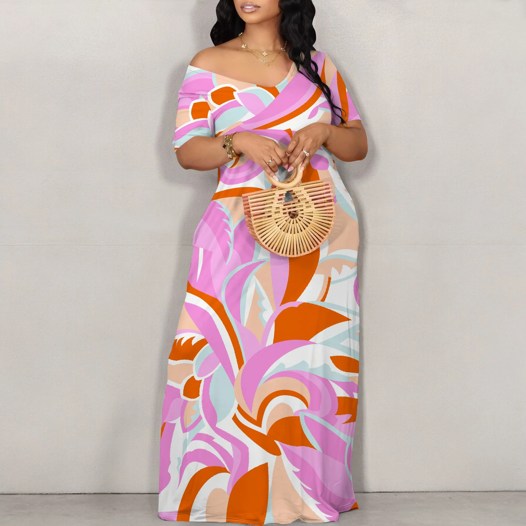 Women's Off Shoulder Maxi Dress Summer Casual Short Sleeve Long Flowy Dresses for Cocktail Women's Off Shoulder Maxi Dress Summer Casual Short Sleeve Long Flowy Dresses for Cocktail