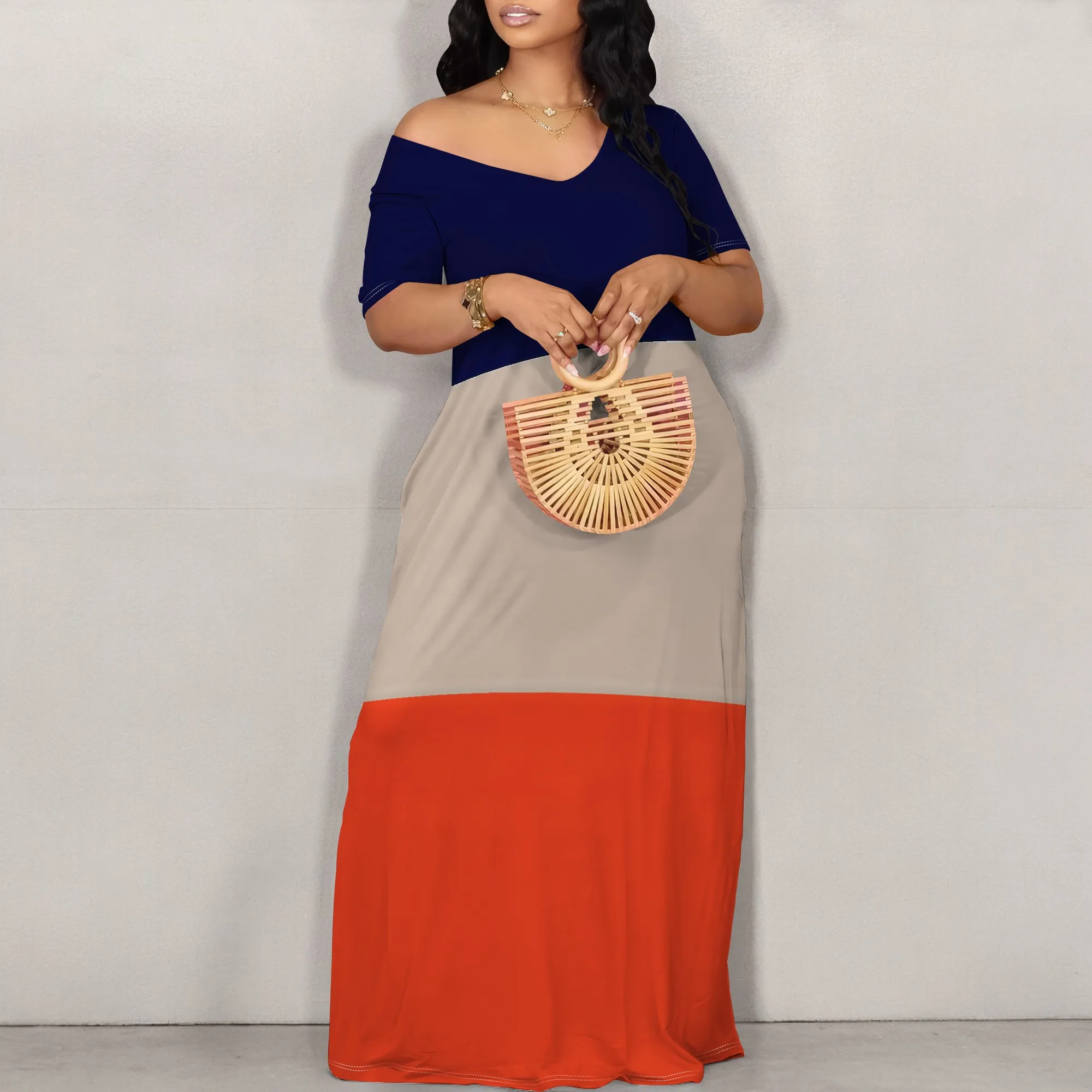 Women's Off Shoulder Maxi Dress Summer Casual Short Sleeve Long Flowy Dresses for Cocktail Women's Off Shoulder Maxi Dress Summer Casual Short Sleeve Long Flowy Dresses for Cocktail