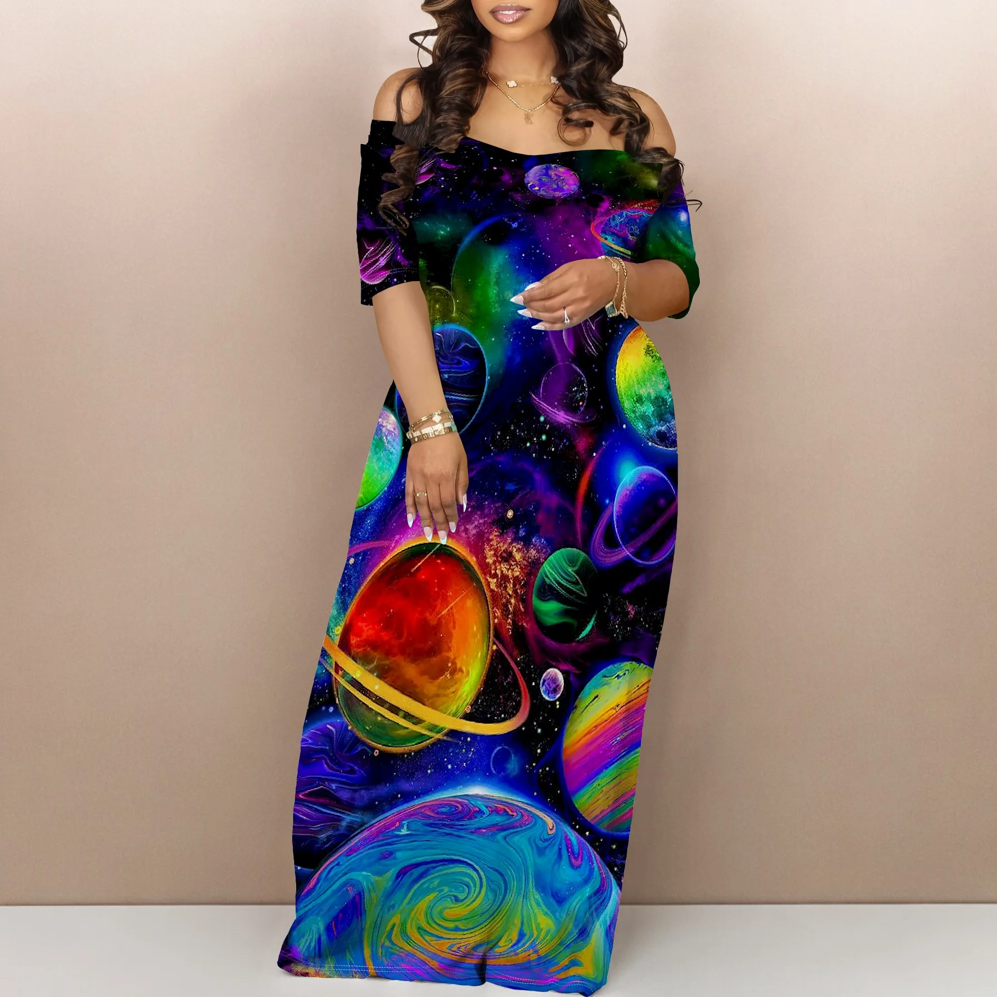 Women's Off Shoulder Maxi Dress Summer Casual Short Sleeve Long Flowy Dresses for Cocktail Women's Off Shoulder Maxi Dress Summer Casual Short Sleeve Long Flowy Dresses for Cocktail