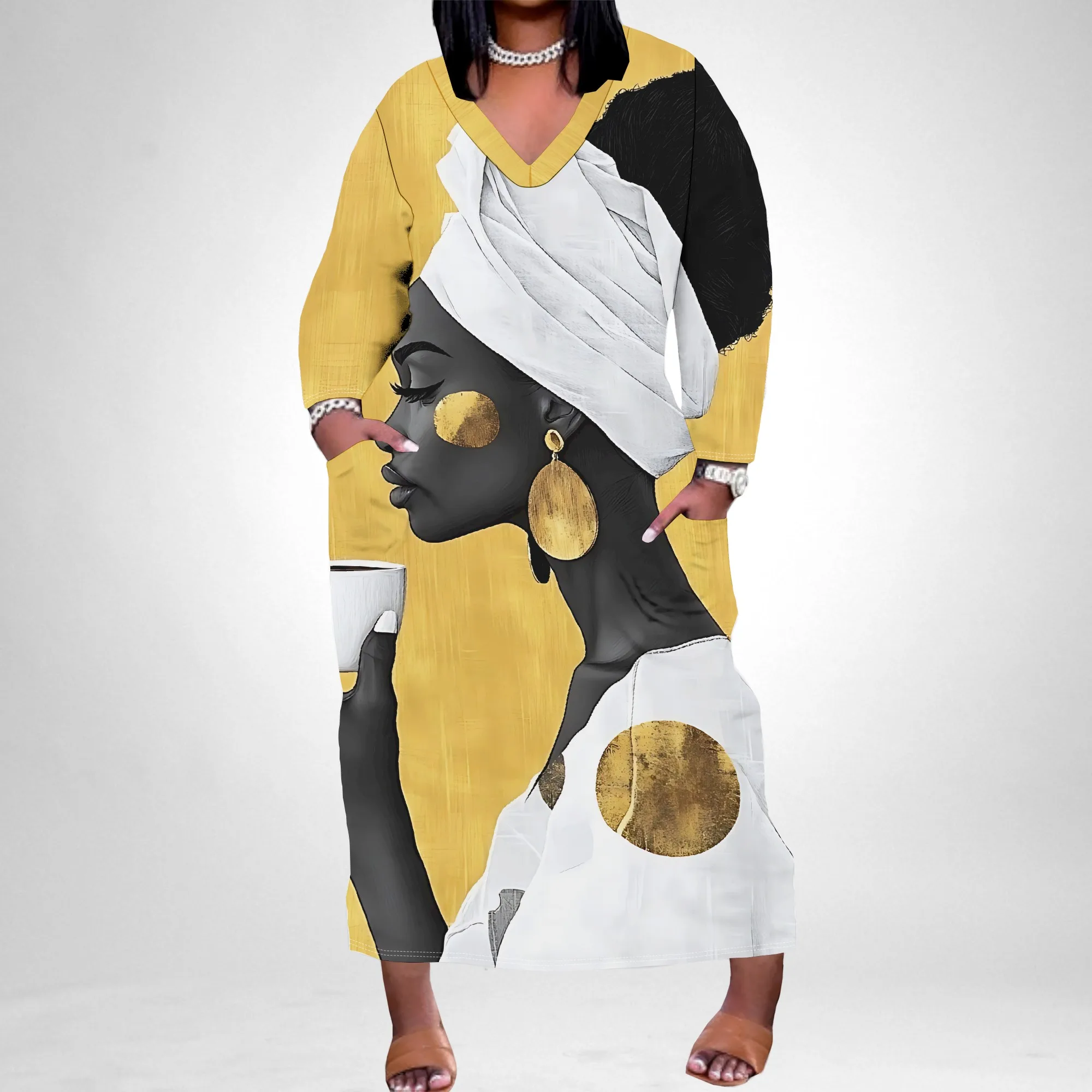 Women’s Plus Size Summer Dresses Casual Loose Fit Aztec T-Shirt Dress Long Sleeve Western Beach Dress with Pockets Women's Plus Size Summer Dresses Casual Loose Fit Aztec T-Shirt Dress Long Sleeve Western Beach Dress with Pockets