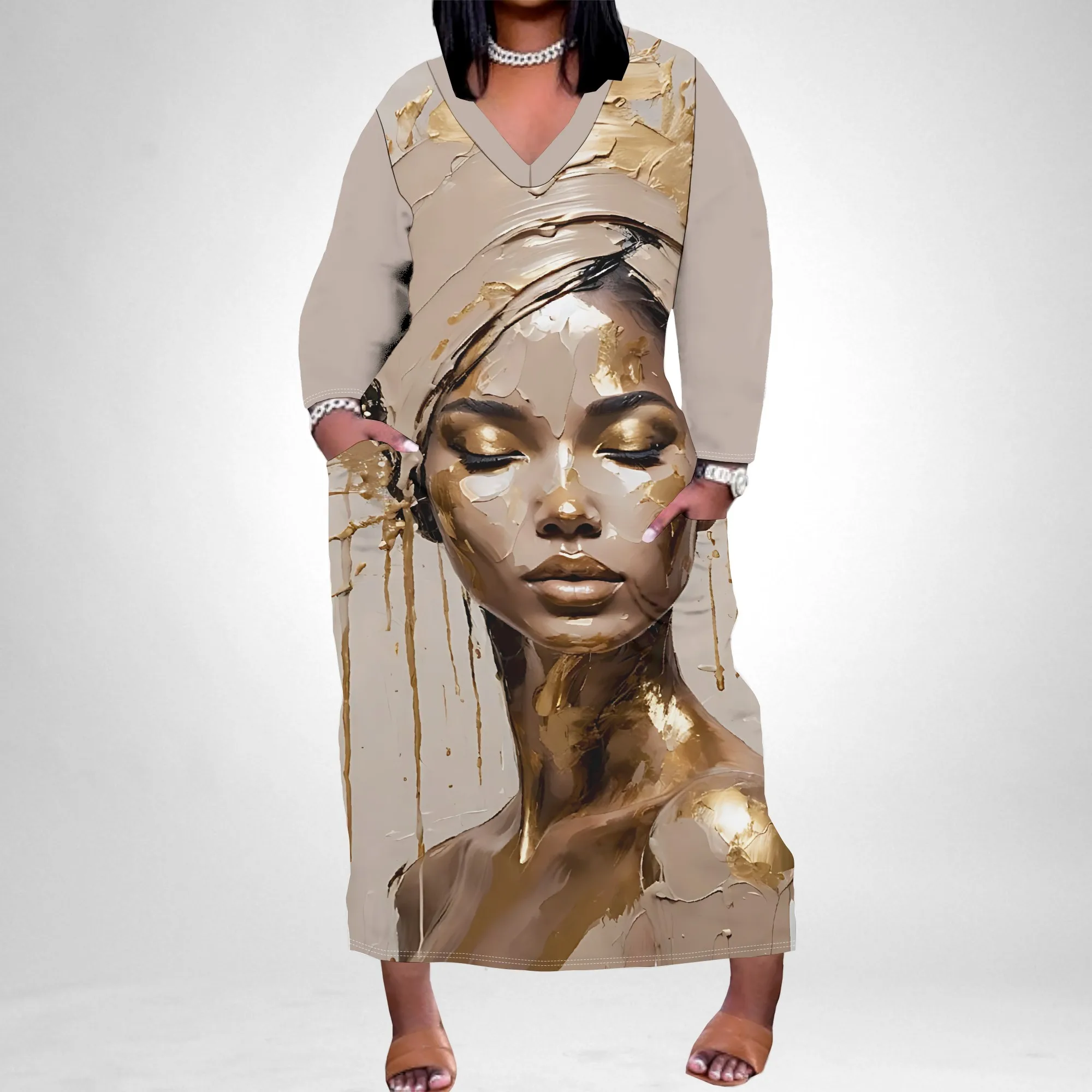 Women's Plus Size Summer Dresses Casual Loose Fit Aztec T-Shirt Dress Long Sleeve Western Beach Dress with Pockets Women's Plus Size Summer Dresses Casual Loose Fit Aztec T-Shirt Dress Long Sleeve Western Beach Dress with Pockets