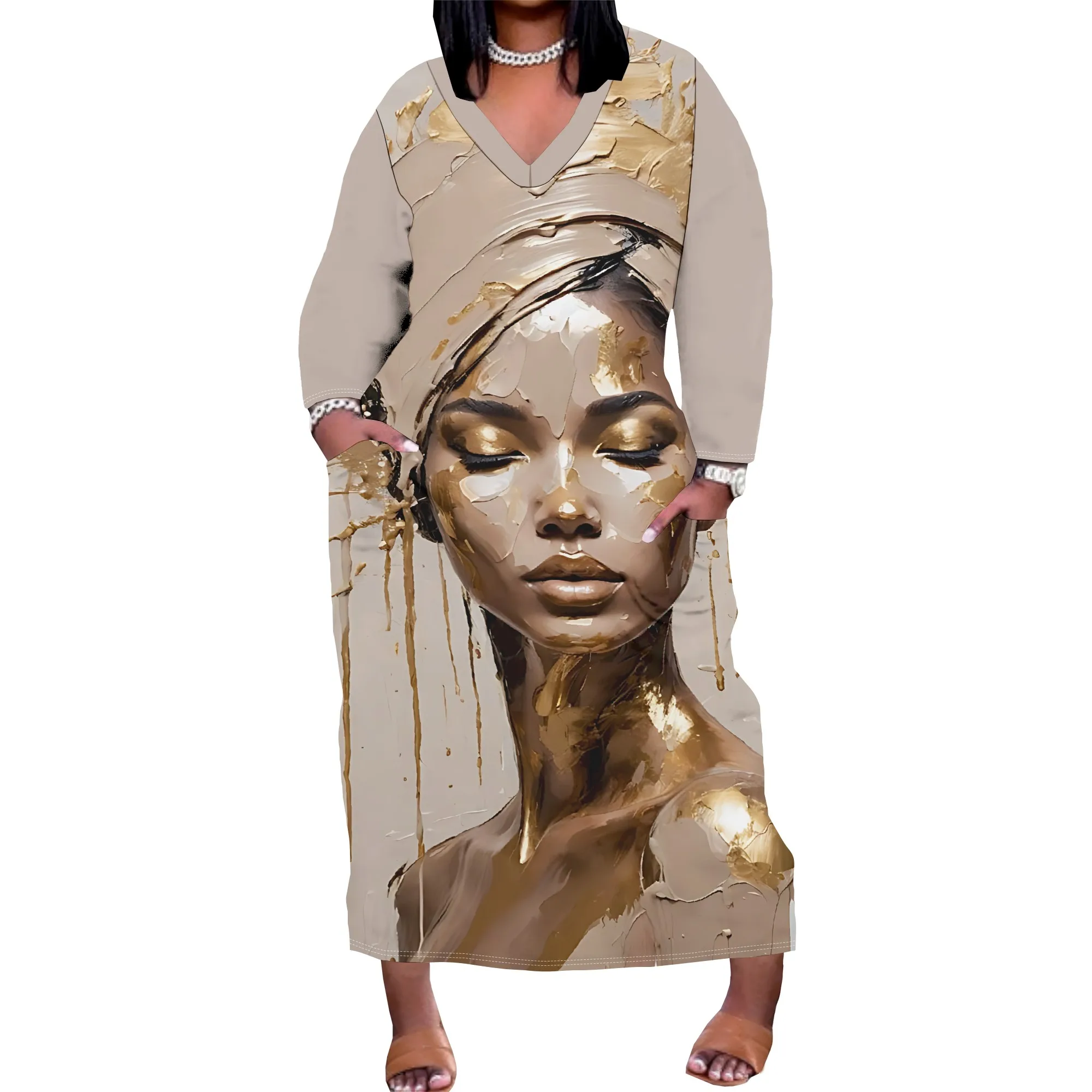 Women's Plus Size Summer Dresses Casual Loose Fit Aztec T-Shirt Dress Long Sleeve Western Beach Dress with Pockets Women's Plus Size Summer Dresses Casual Loose Fit Aztec T-Shirt Dress Long Sleeve Western Beach Dress with Pockets