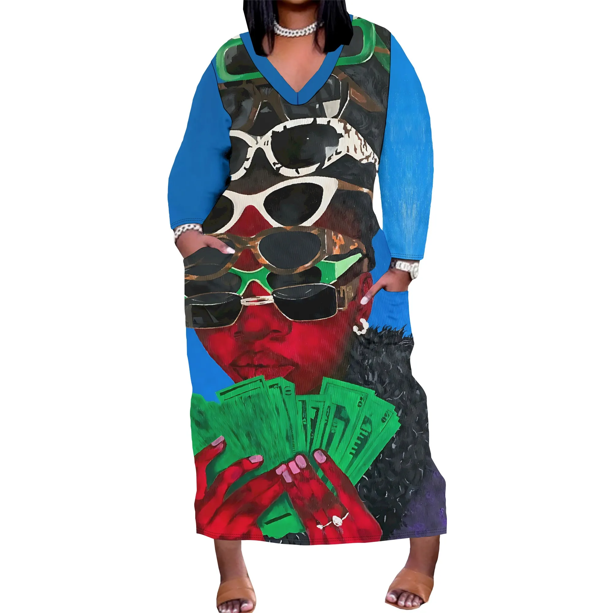 Women's Plus Size Summer Dresses Casual Loose Fit Aztec T-Shirt Dress Long Sleeve Western Beach Dress with Pockets Women's Plus Size Summer Dresses Casual Loose Fit Aztec T-Shirt Dress Long Sleeve Western Beach Dress with Pockets