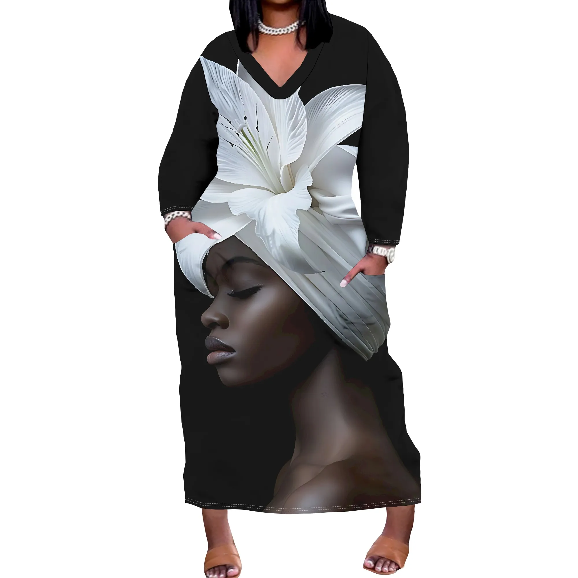 Women's Plus Size Summer Dresses Casual Loose Fit Aztec T-Shirt Dress Long Sleeve Western Beach Dress with Pockets Women's Plus Size Summer Dresses Casual Loose Fit Aztec T-Shirt Dress Long Sleeve Western Beach Dress with Pockets