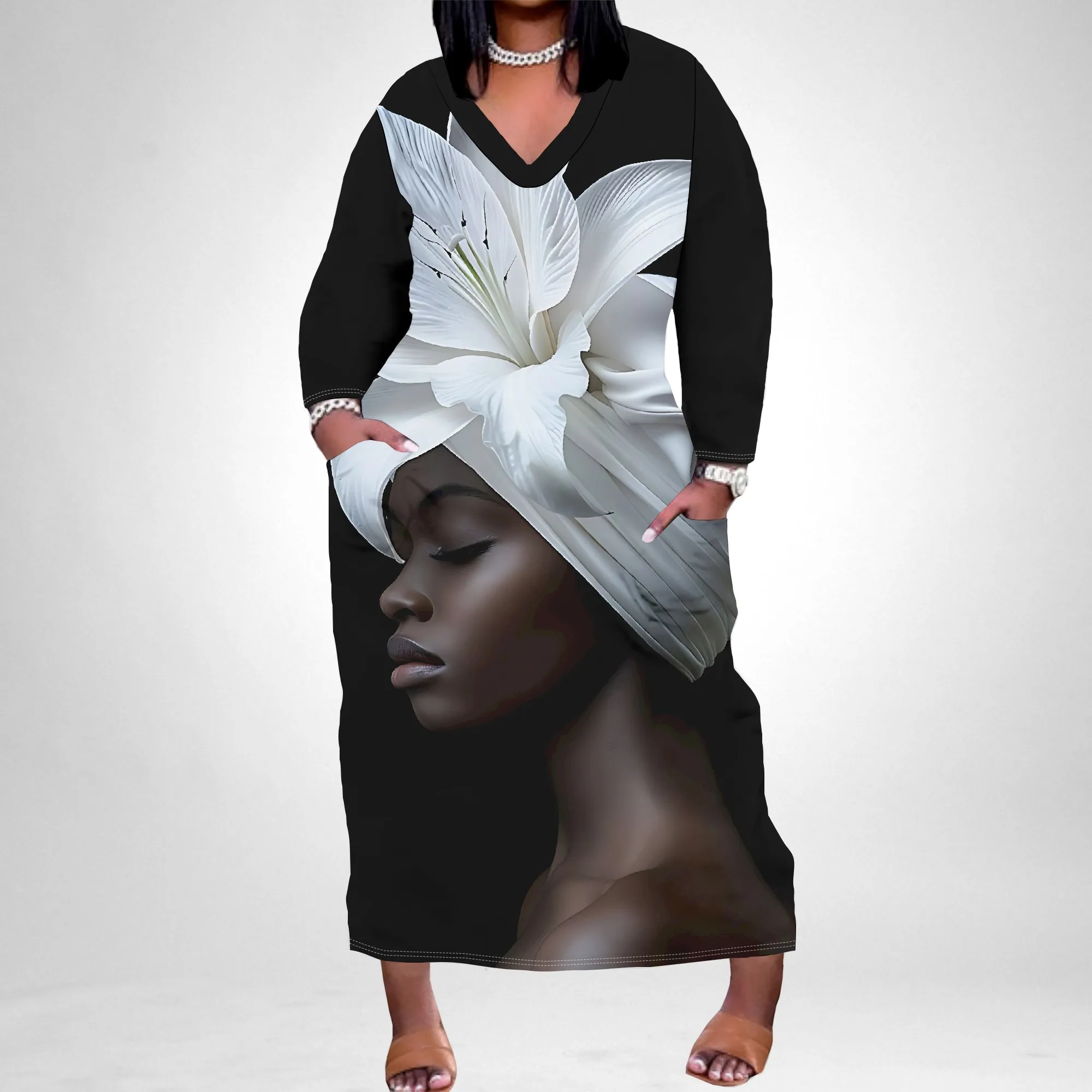 Women's Plus Size Summer Dresses Casual Loose Fit Aztec T-Shirt Dress Long Sleeve Western Beach Dress with Pockets Women's Plus Size Summer Dresses Casual Loose Fit Aztec T-Shirt Dress Long Sleeve Western Beach Dress with Pockets