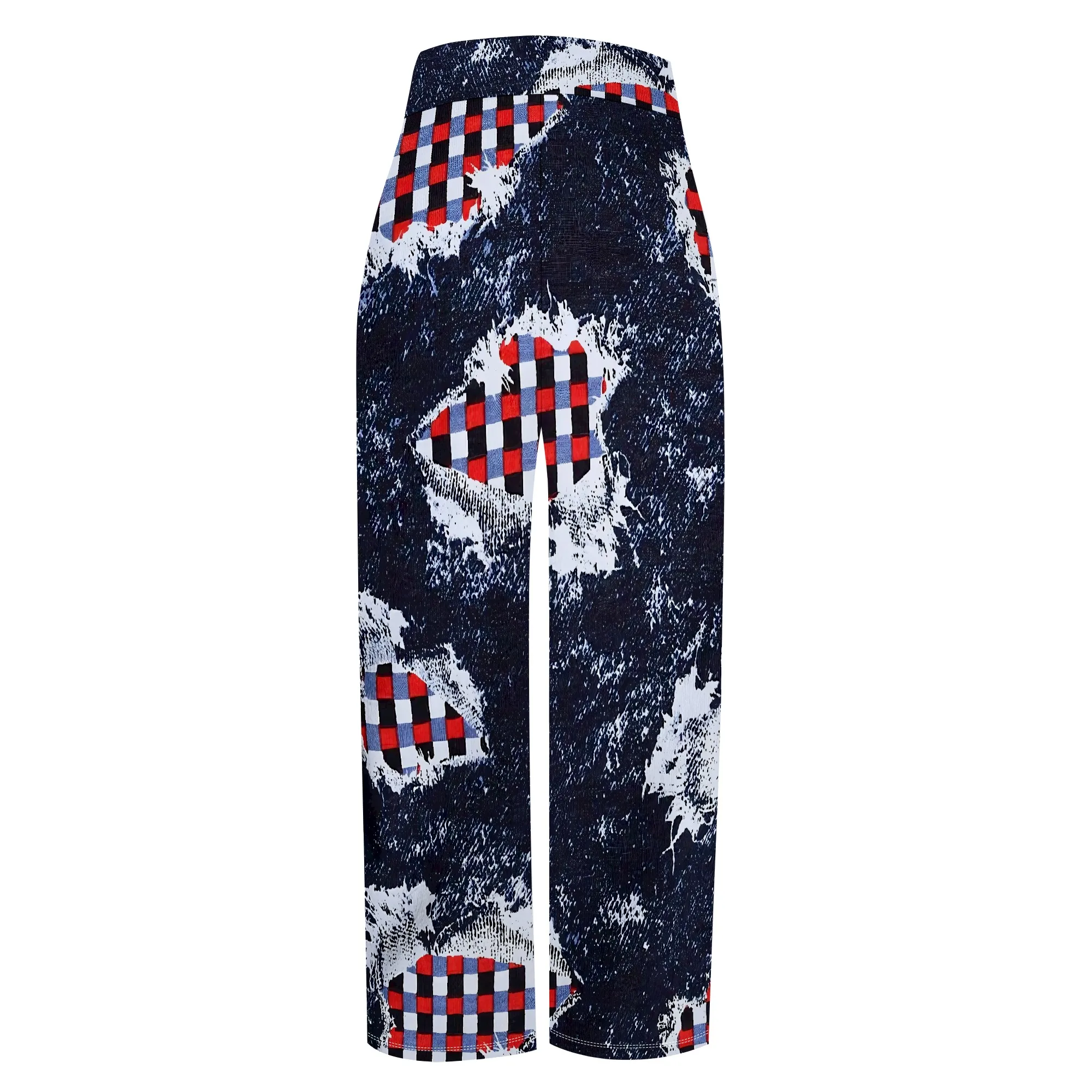 Faux Denim Printed High Waist Casual Personality Wide Leg Pants Faux Denim Printed High Waist Casual Personality Wide Leg Pants