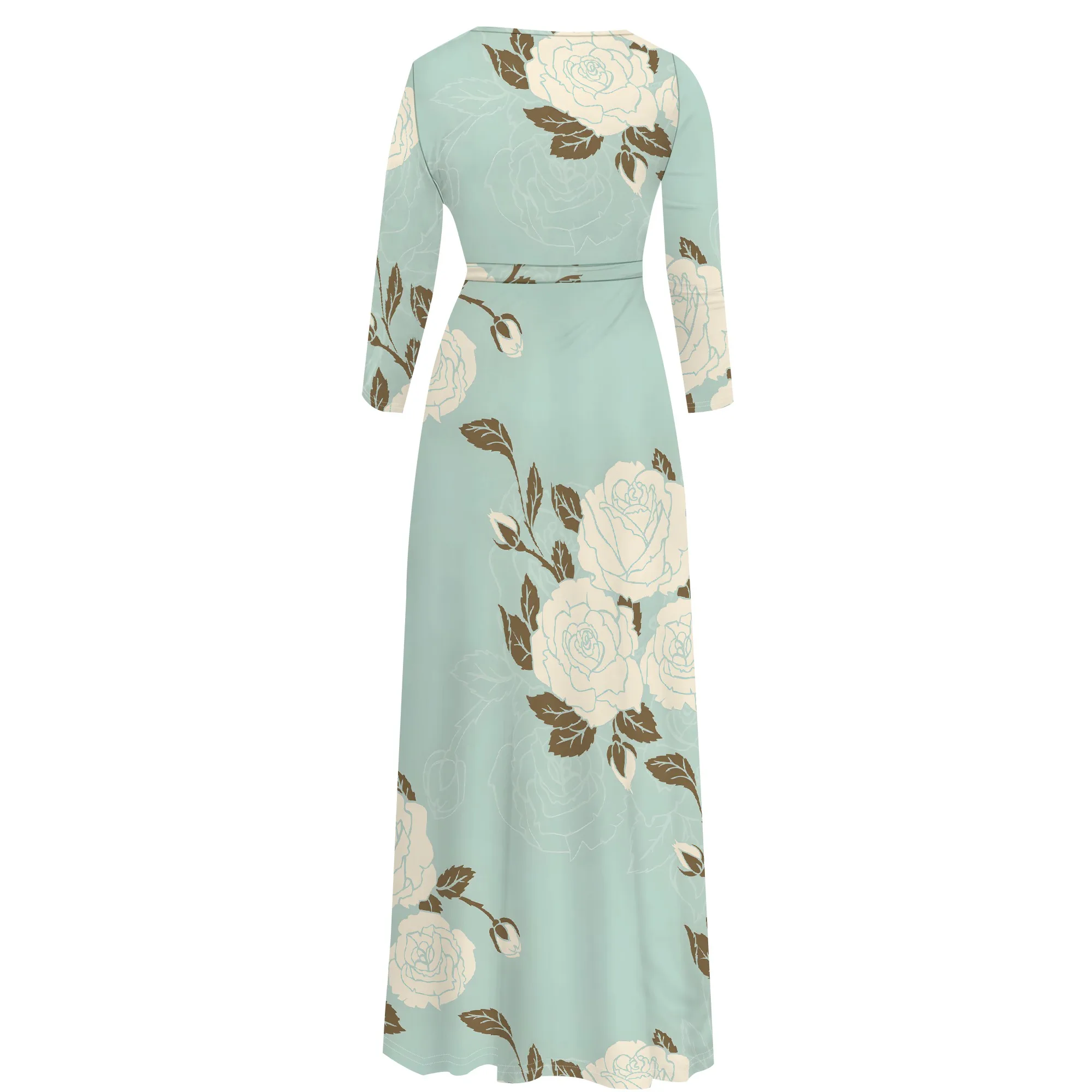 Plus Size Dresses for Women Floral Print Maxi Dress Wrap Boho 3/4 Sleeve with Belt Wedding Plus Size Dresses for Women Floral Print Maxi Dress Wrap Boho 3/4 Sleeve with Belt Wedding