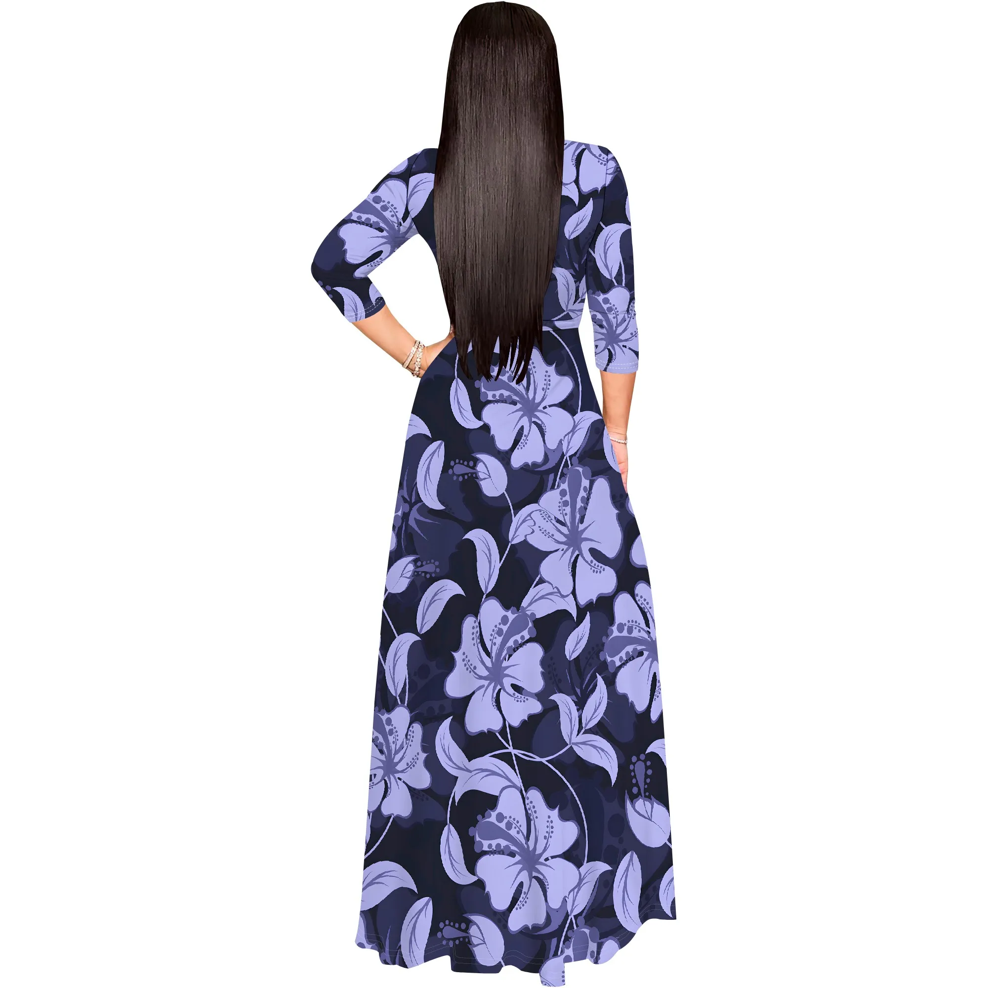 Plus Size Dresses for Women Floral Print Maxi Dress Wrap Boho 3/4 Sleeve with Belt Wedding Plus Size Dresses for Women Floral Print Maxi Dress Wrap Boho 3/4 Sleeve with Belt Wedding