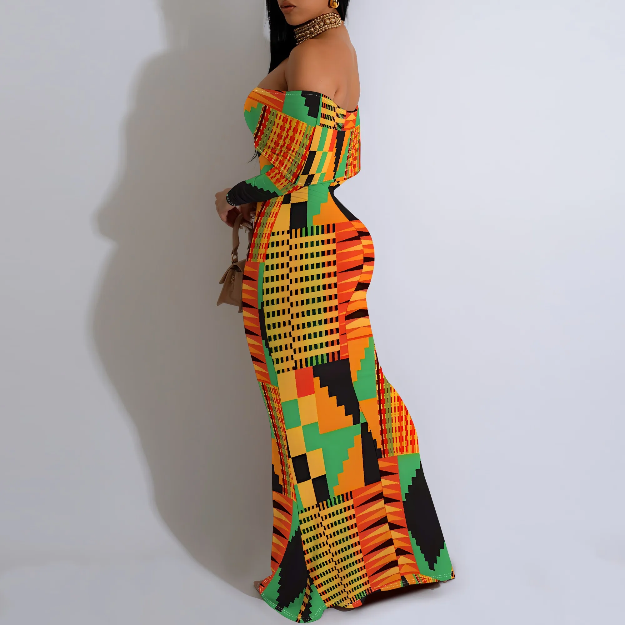 Plus Size African Geometric Off-Shoulder Long Sleeve Maxi Dress – Women’s Vibrant Cultural Party Evening Resortwear Plus Size African Geometric Off-Shoulder Long Sleeve Maxi Dress - Women's Vibrant Cultural Party Evening Resortwear