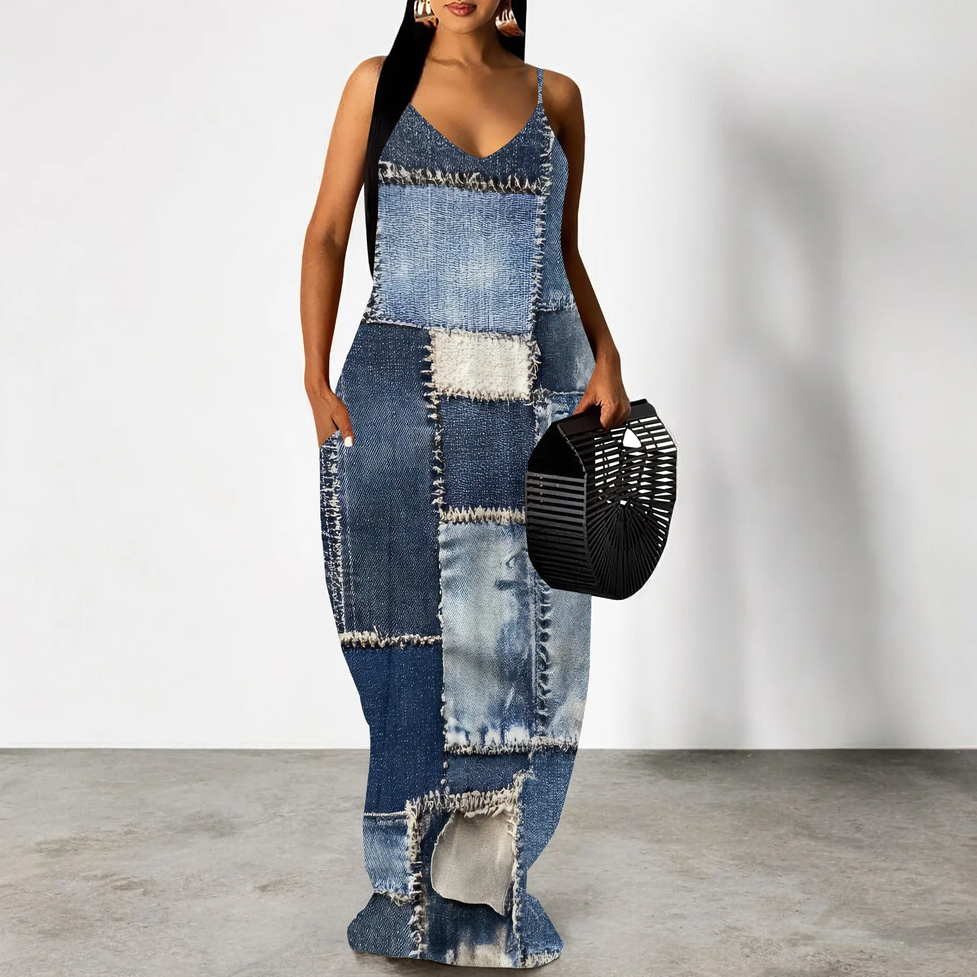 Women Summer Plus Size Hawaiian Dresses Spaghetti Strap Maxi Dress Beach Boho Casual Sundress