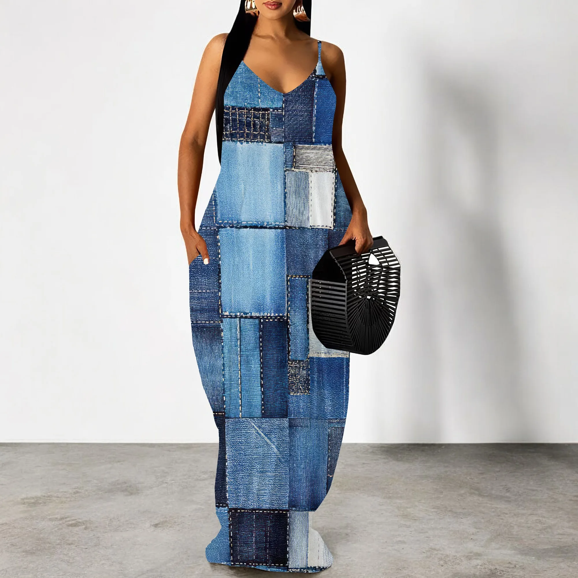 Women Summer Plus Size Hawaiian Dresses Spaghetti Strap Maxi Dress Beach Boho Casual Sundress