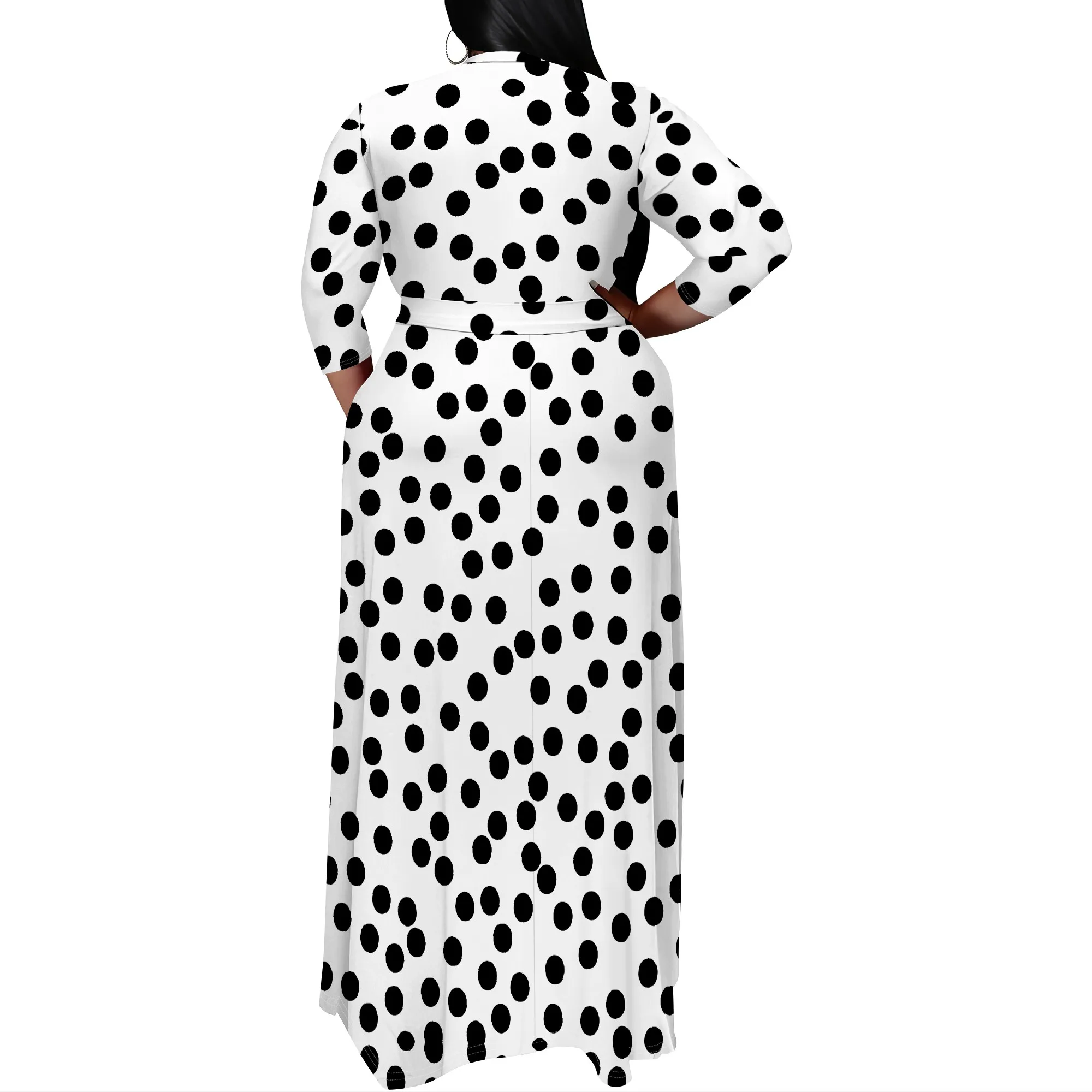 Plus Size Abstract Wave Print Maxi Dress Brown Beige Wrap Style Elegant Gown for Casual Wear Plus Size Abstract Wave Print Maxi Dress Brown Beige Wrap Style Elegant Gown for Casual Wear