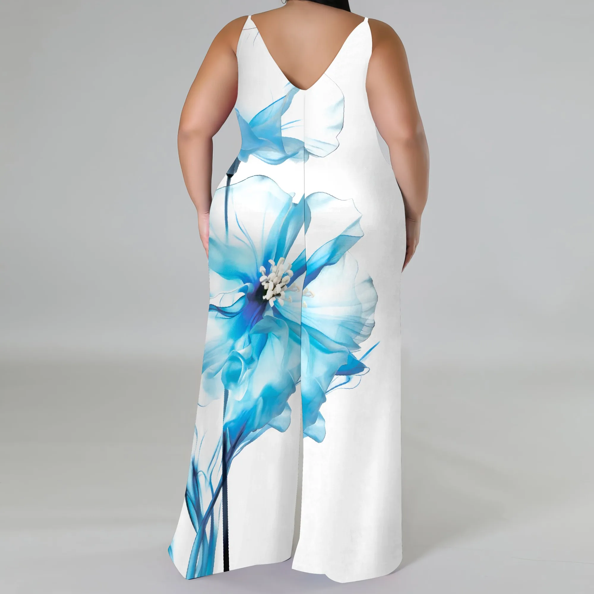 Boho Chic Floral Print Jumpsuit – Wide Leg Palazzo Pants with Headscarf, Summer Beach Romper for Women Boho Chic Floral Print Jumpsuit - Wide Leg Palazzo Pants with Headscarf, Summer Beach Romper for Women