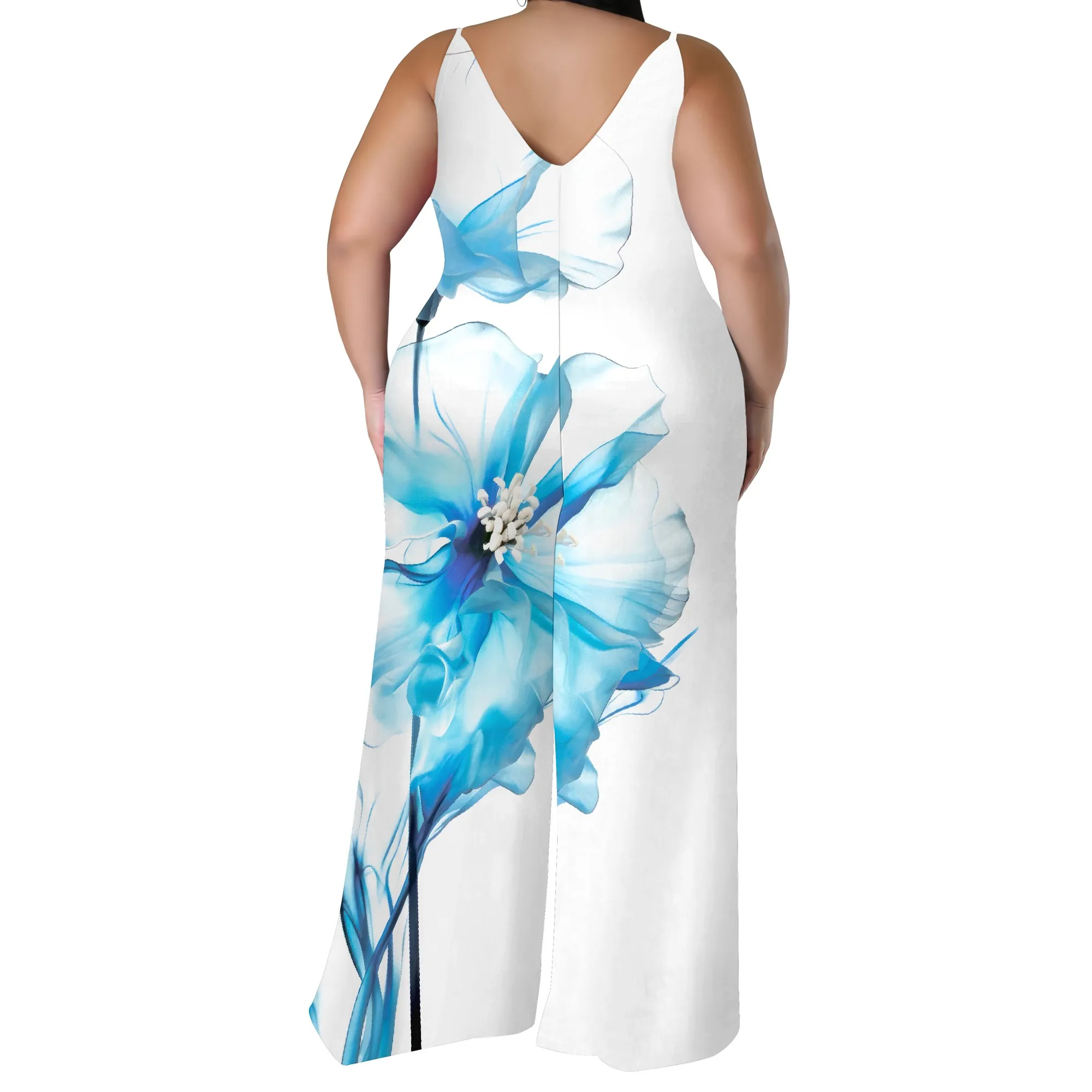 Boho Chic Floral Print Jumpsuit - Wide Leg Palazzo Pants with Headscarf, Summer Beach Romper for Women Boho Chic Floral Print Jumpsuit - Wide Leg Palazzo Pants with Headscarf, Summer Beach Romper for Women