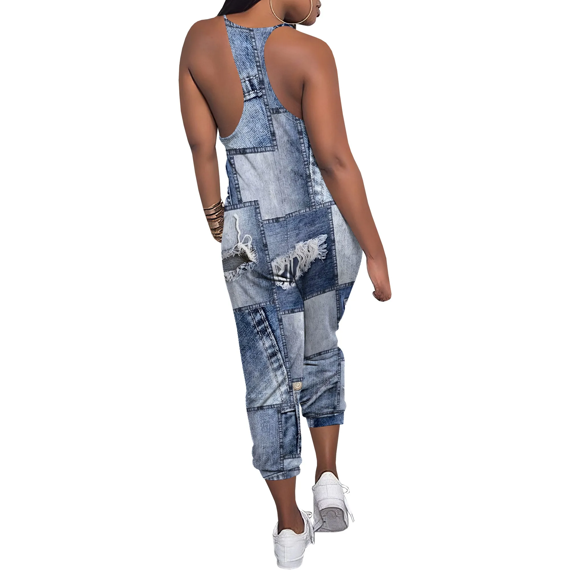 Sleeveless Shoulder Strap V Neck Top Wide Leg Pants Trousers Jumpsuit with Pockets Sleeveless Shoulder Strap V Neck Top Wide Leg Pants Trousers Jumpsuit with Pockets
