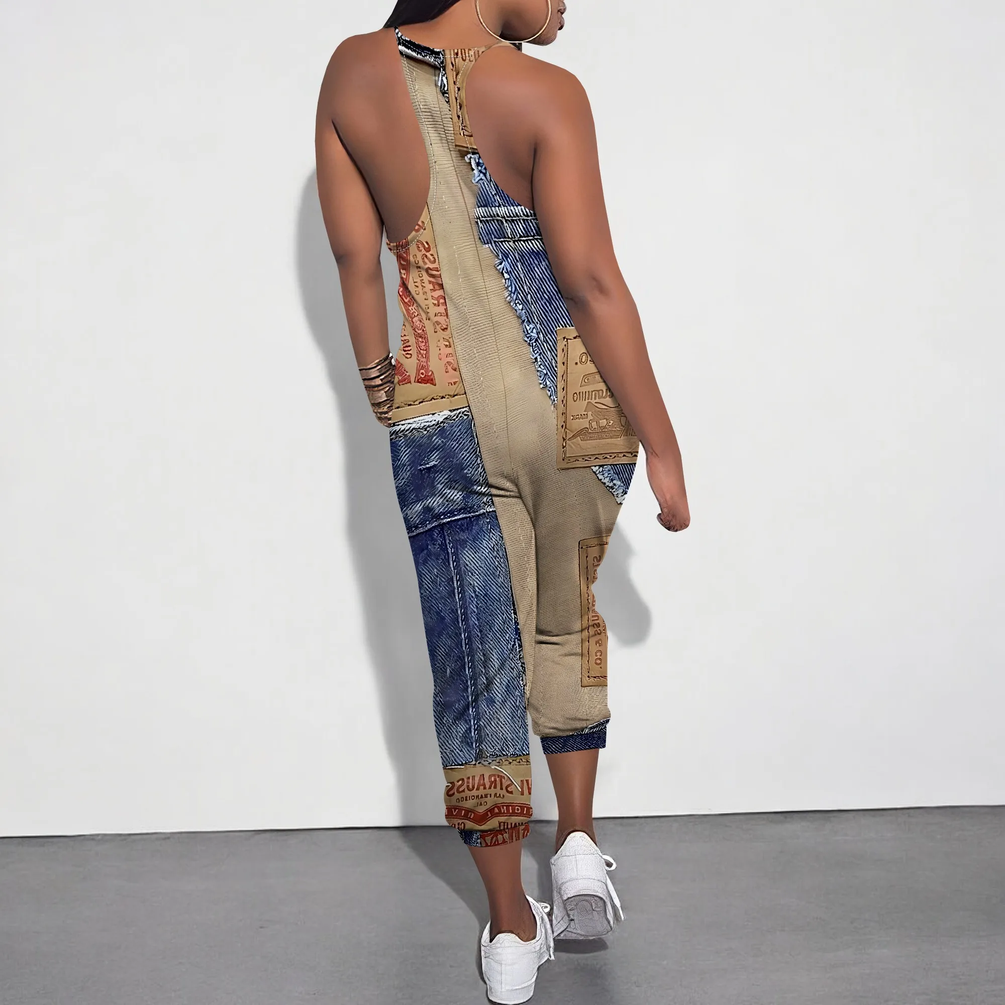 Sleeveless Shoulder Strap V Neck Top Wide Leg Pants Trousers Jumpsuit with Pockets Sleeveless Shoulder Strap V Neck Top Wide Leg Pants Trousers Jumpsuit with Pockets