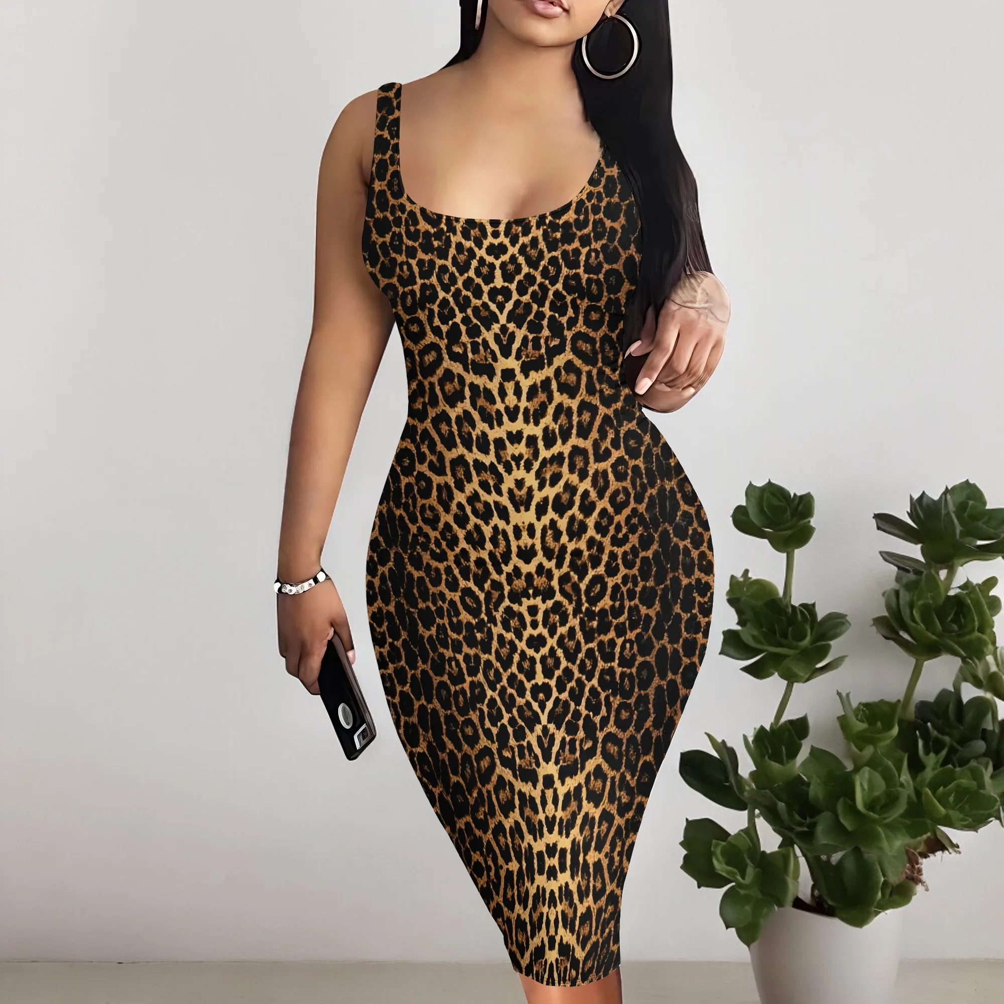 Leopard Print Dress for Women Sexy Sleeveless Bodycon Tank Dresses Plus Size Club Outfits Leopard Print Dress for Women Sexy Sleeveless Bodycon Tank Dresses Plus Size Club Outfits