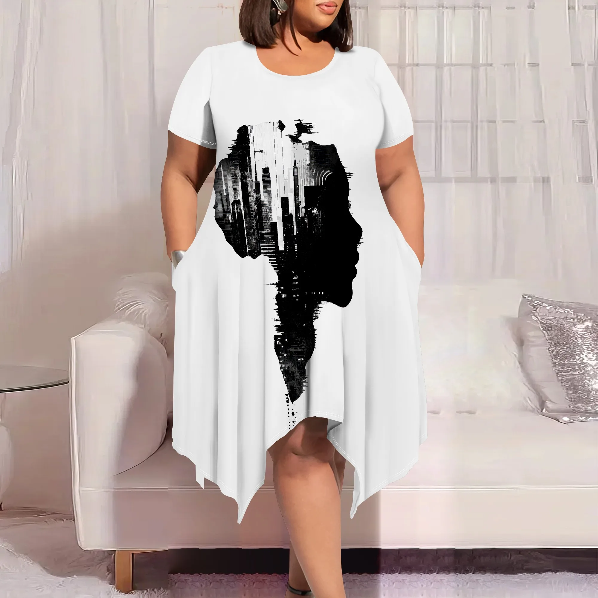 Women's Autumn Midi Dresses Summer Casual Plus Size Short Sleeve Crewneck t Shirt Club Dress with Pockets Women's Autumn Midi Dresses Summer Casual Plus Size Short Sleeve Crewneck t Shirt Club Dress with Pockets