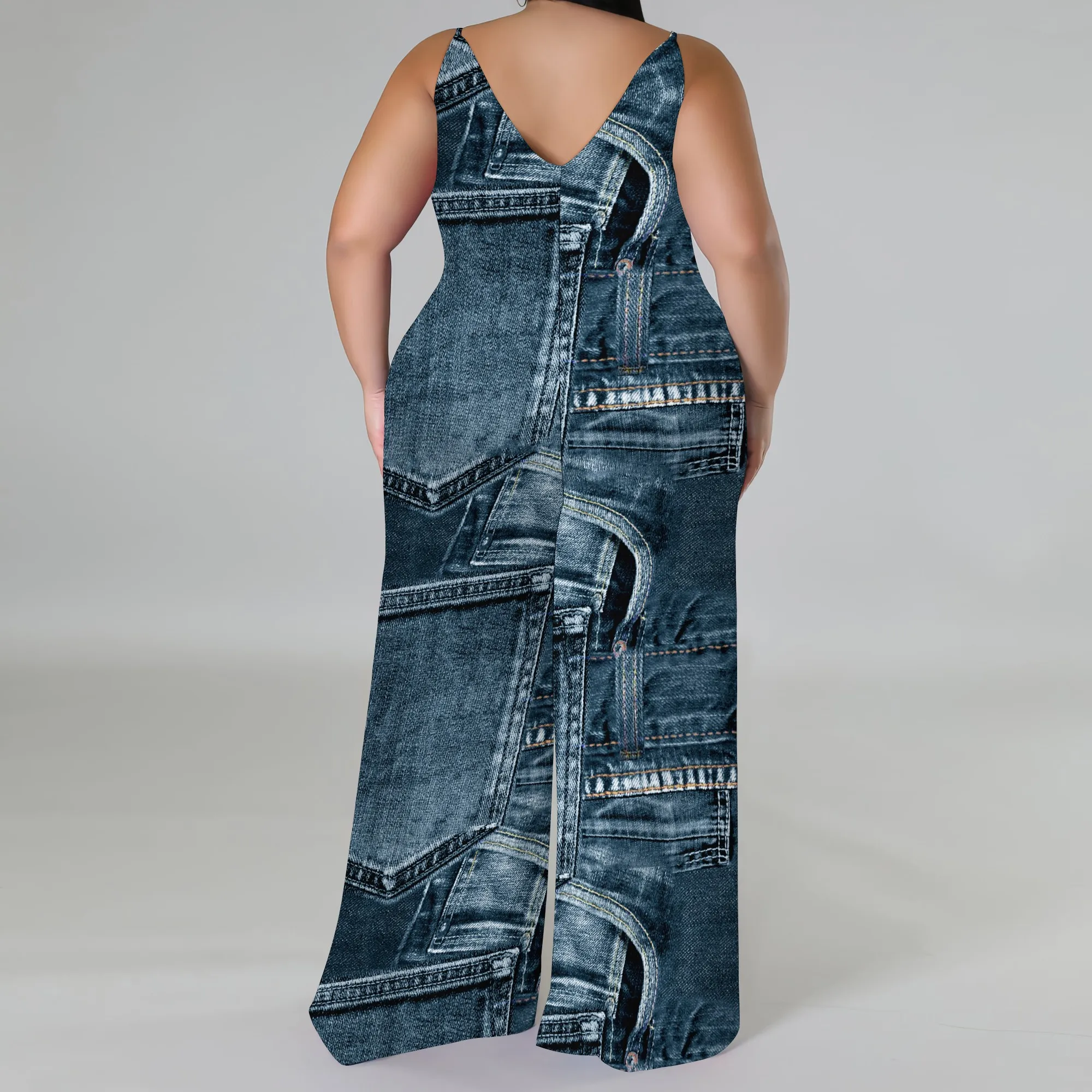 Women's Casual Fashion Loose romper Sleeveless Stretch jumpsuit with pockets Women's Casual Fashion Loose romper Sleeveless Stretch jumpsuit with pockets