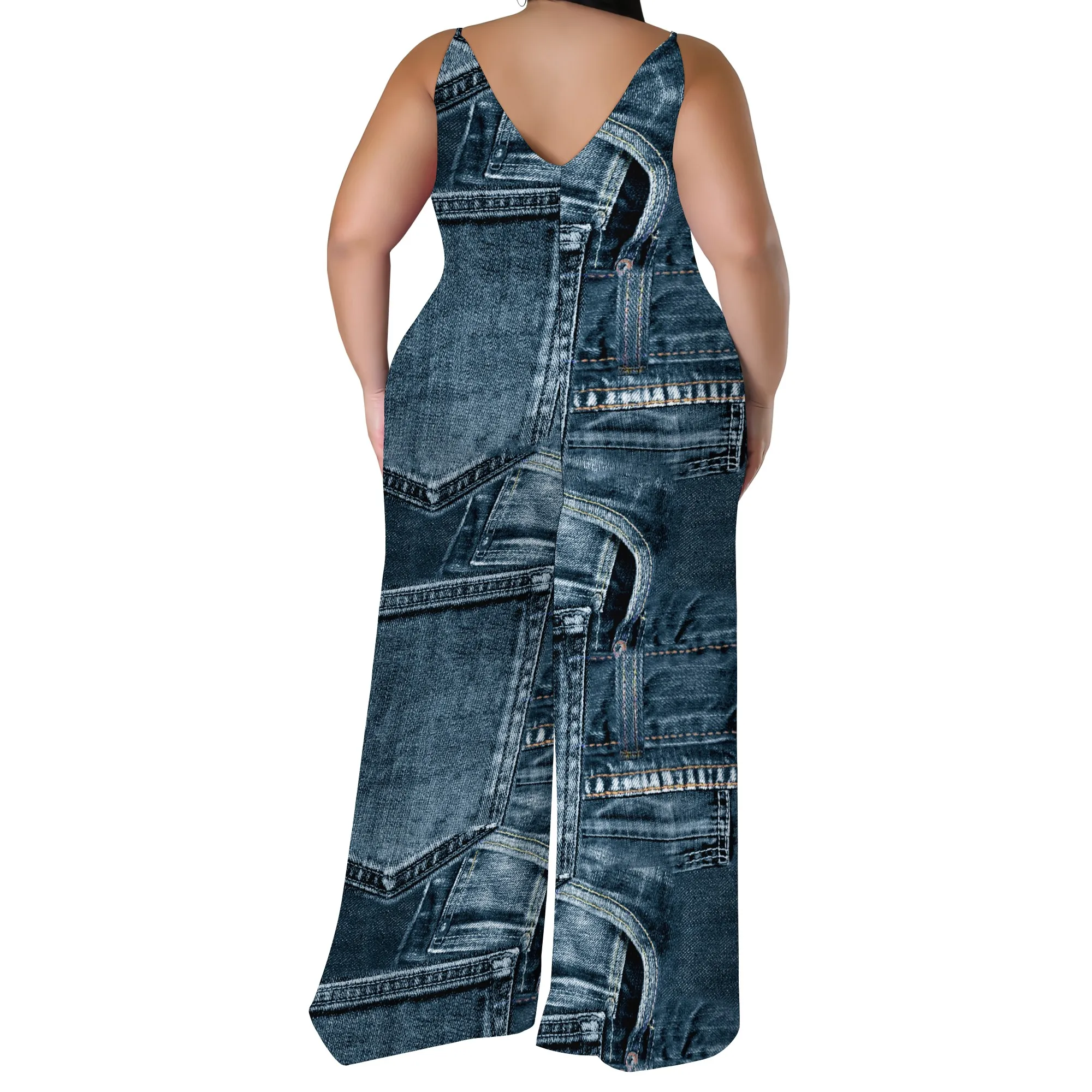 Women's Casual Fashion Loose romper Sleeveless Stretch jumpsuit with pockets Women's Casual Fashion Loose romper Sleeveless Stretch jumpsuit with pockets