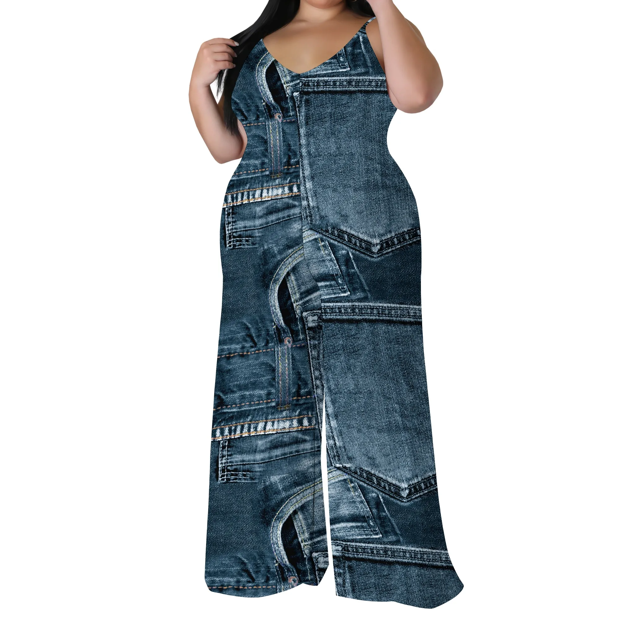 Women's Casual Fashion Loose romper Sleeveless Stretch jumpsuit with pockets Women's Casual Fashion Loose romper Sleeveless Stretch jumpsuit with pockets