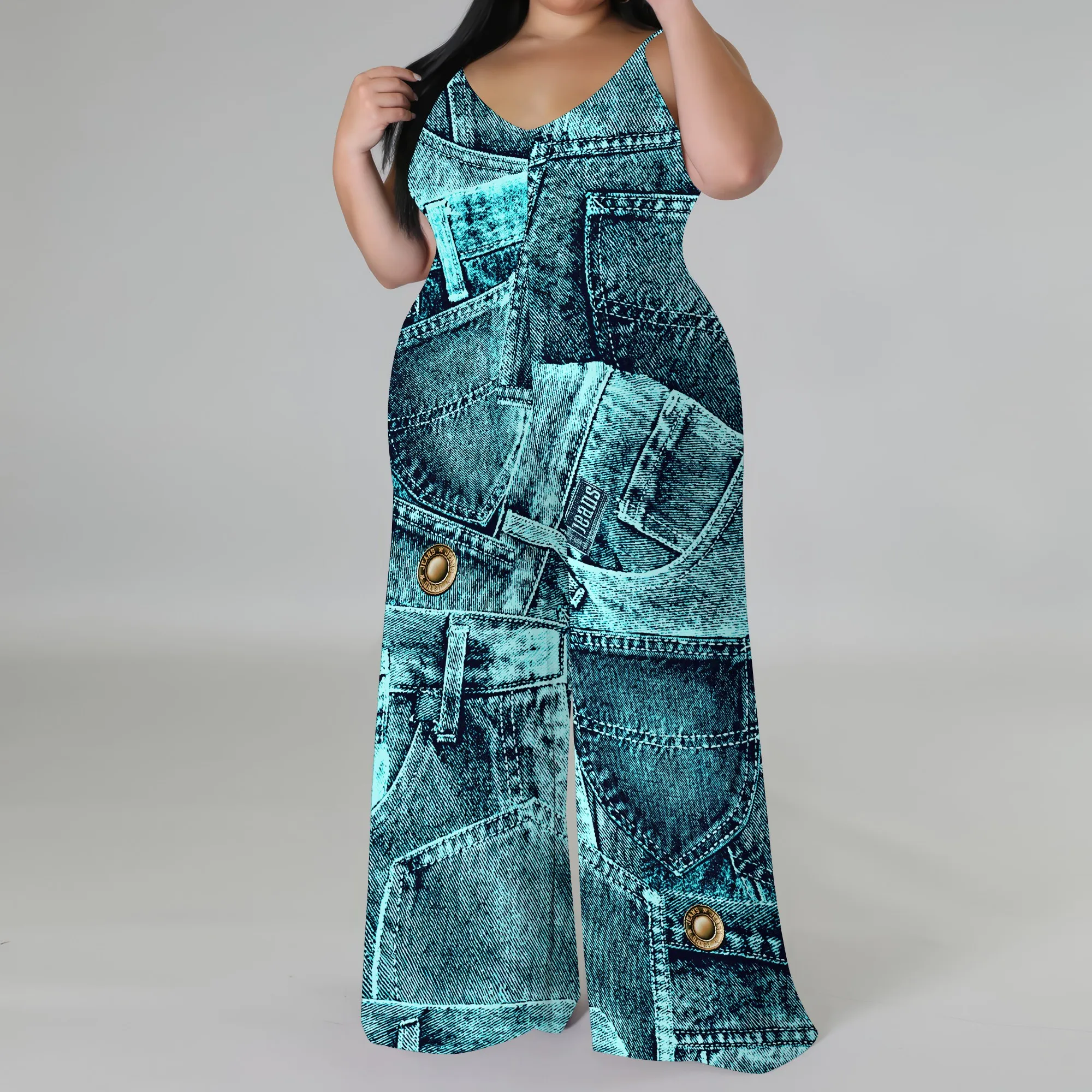 Women's Casual Fashion Loose romper Sleeveless Stretch jumpsuit with pockets Women's Casual Fashion Loose romper Sleeveless Stretch jumpsuit with pockets