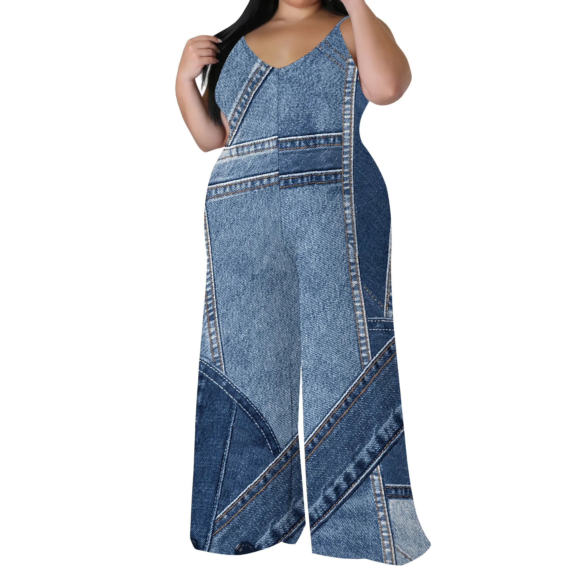 Women's Casual Fashion Loose romper Sleeveless Stretch jumpsuit with pockets Women's Casual Fashion Loose romper Sleeveless Stretch jumpsuit with pockets