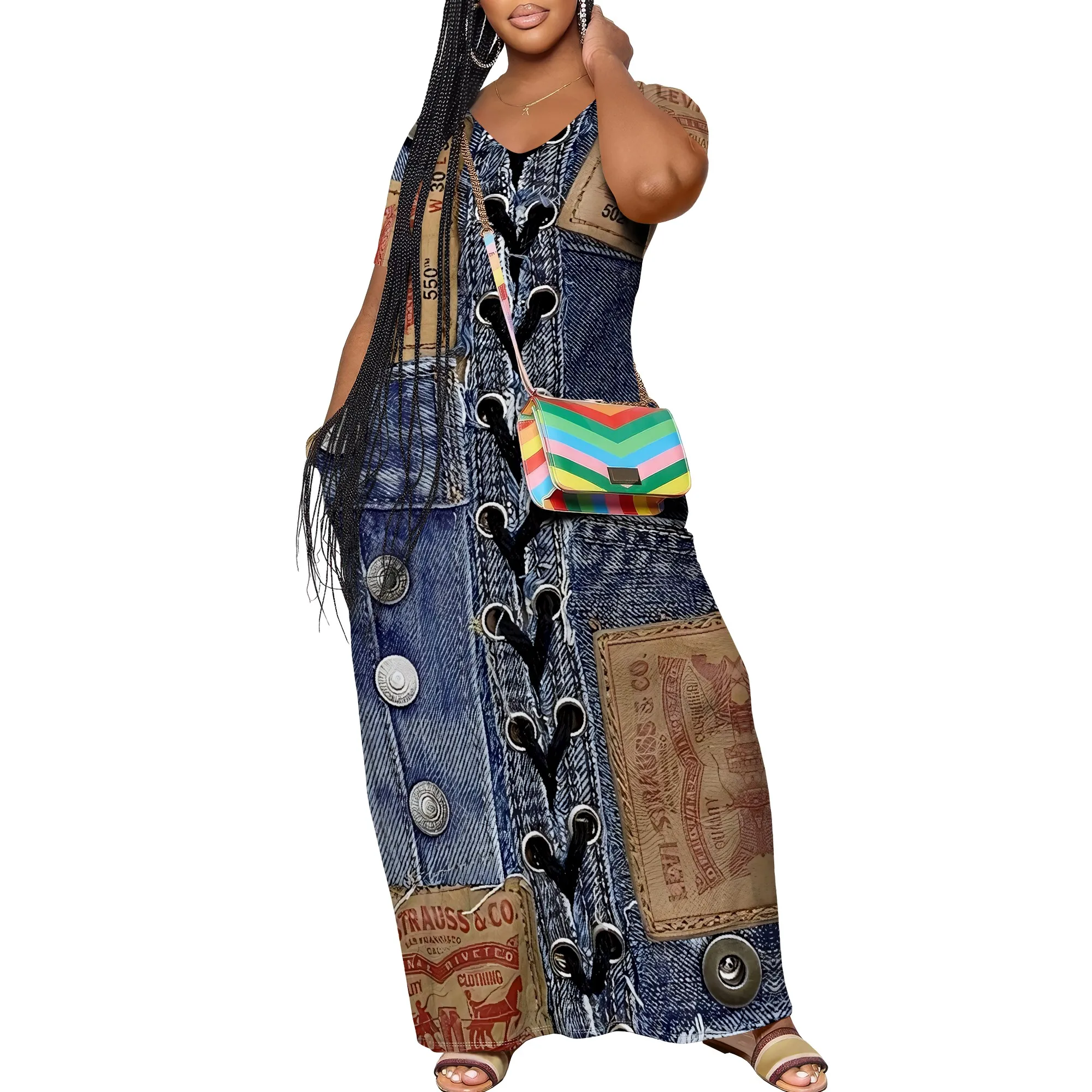 Women's Casual Maxi Dresses Summer Suspender Beach Dress Sundress with Pockets Women's Casual Maxi Dresses Summer Suspender Beach Dress Sundress with Pockets