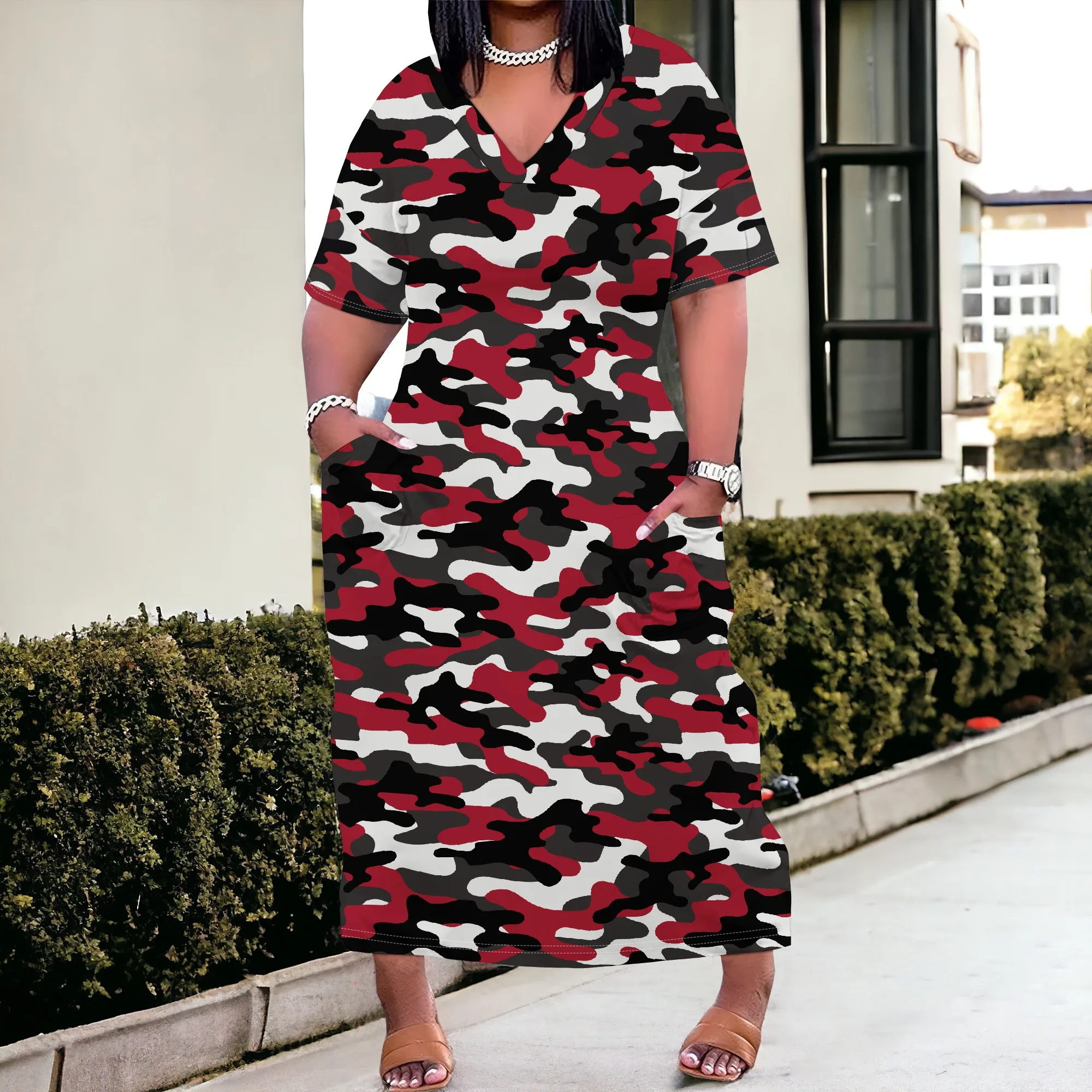 Dresses for Curvy Women Summer Fade Short Sleeve t Shirt Midi Dress with Pockets Dresses for Curvy Women Summer Fade Short Sleeve t Shirt Midi Dress with Pockets