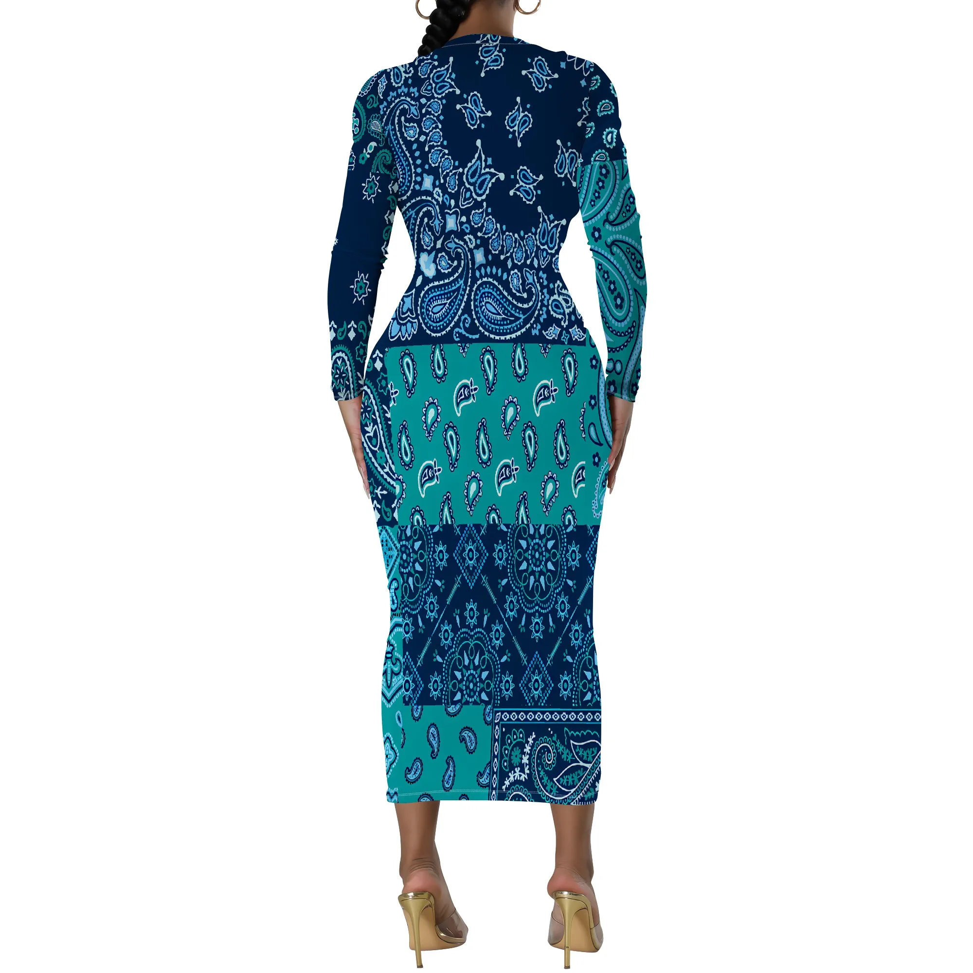 Women's Long Sleeve Maxi Dress Manhattan Ruffle Natural Fit Tie Dye Modified Cocktail Modified Dress