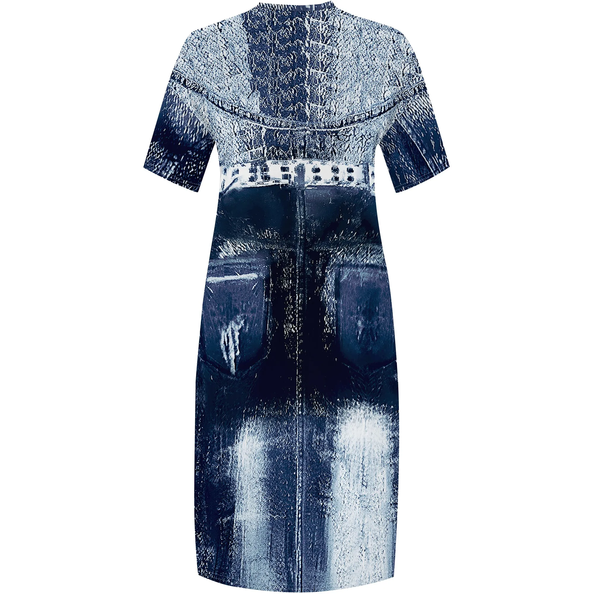 Womens Plus Size Denim 3D Print Fashion Maxi Dresses Casual Soft Tshirt Dress